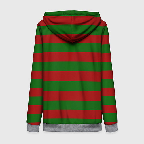 Женская толстовка на молнии Красно-зеленые полоски / 3D-Меланж – фото 2