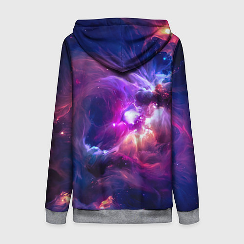Женская толстовка на молнии Небула в космосе в фиолетовых тонах - нейронная се / 3D-Меланж – фото 2