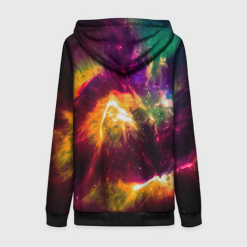 Женская толстовка на молнии Небула в космосе разноцветная - нейронная сеть / 3D-Черный – фото 2