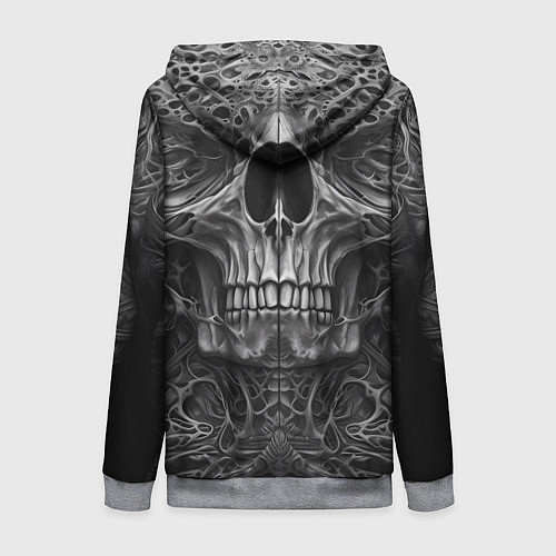 Женская толстовка на молнии Череп в стиле Гигера / 3D-Меланж – фото 2