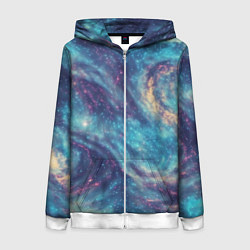 Толстовка на молнии женская Путеводная звезда в космосе, цвет: 3D-белый