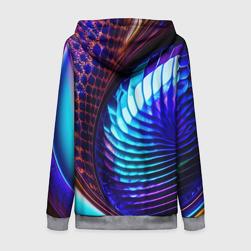 Женская толстовка на молнии Неоновый водоворот / 3D-Меланж – фото 2