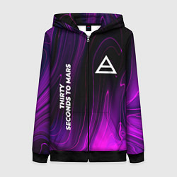 Толстовка на молнии женская Thirty Seconds to Mars violet plasma, цвет: 3D-черный