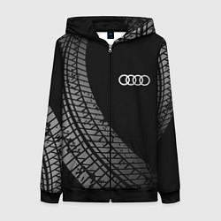 Толстовка на молнии женская Audi tire tracks, цвет: 3D-черный