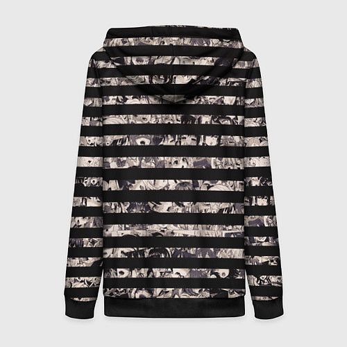 Женская толстовка на молнии В полоску с ахегао / 3D-Черный – фото 2