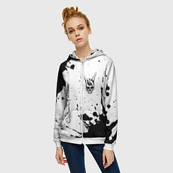 Толстовка на молнии женская Children of Bodom и рок символ на светлом фоне, цвет: 3D-белый — фото 2