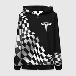 Женская толстовка на молнии Tesla racing flag