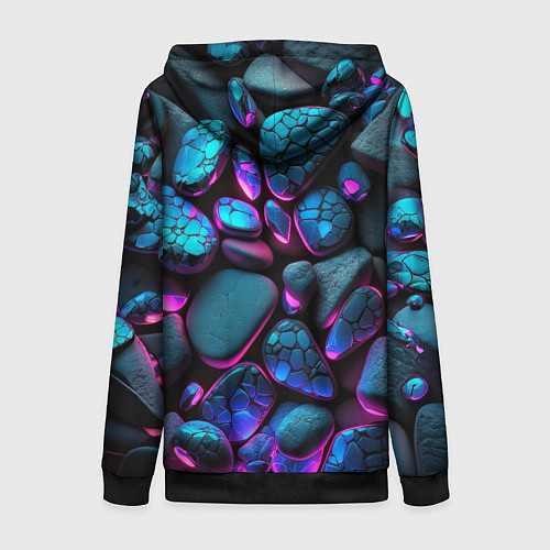 Женская толстовка на молнии Неоновые камни / 3D-Черный – фото 2