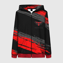Толстовка на молнии женская Heroic black, цвет: 3D-красный