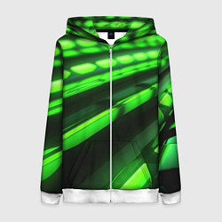 Женская толстовка на молнии Green neon abstract