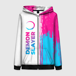 Толстовка на молнии женская Demon Slayer neon gradient style: по-вертикали, цвет: 3D-черный