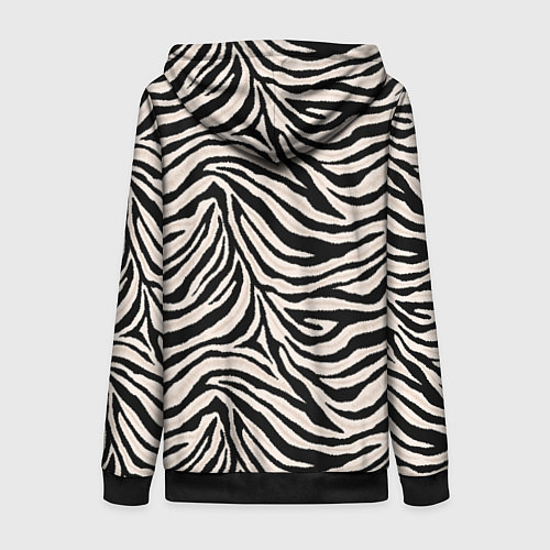 Женская толстовка на молнии Полосатая шкура зебры, белого тигра / 3D-Черный – фото 2