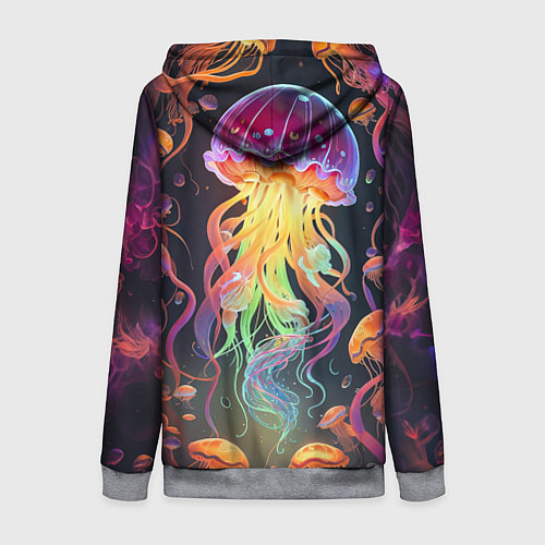 Женская толстовка на молнии Фантастическая медуза / 3D-Меланж – фото 2