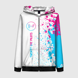 Толстовка на молнии женская Twenty One Pilots neon gradient style: по-вертикал, цвет: 3D-черный