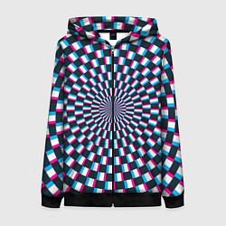 Толстовка на молнии женская Оптическая иллюзия глитч, цвет: 3D-черный