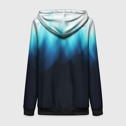 Женская толстовка на молнии Синее пламя огня на черном / 3D-Черный – фото 2