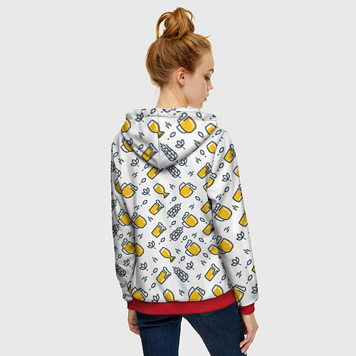 Женская толстовка на молнии Пиво пенное / 3D-Красный – фото 4