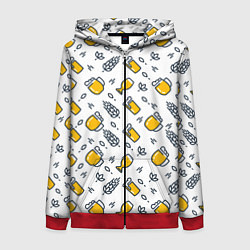 Толстовка на молнии женская Пиво пенное, цвет: 3D-красный