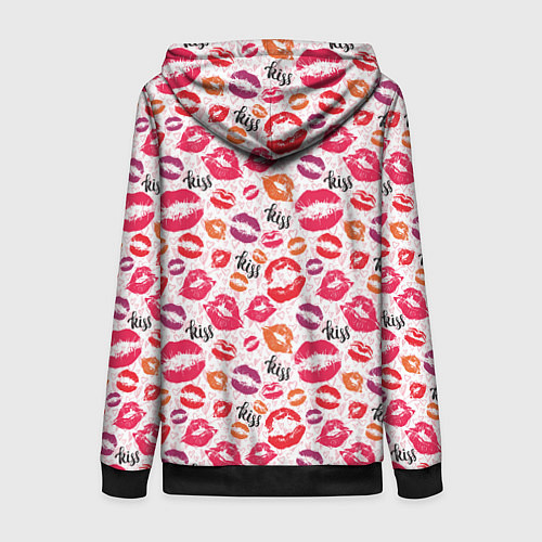 Женская толстовка на молнии Поцелуи - kiss / 3D-Черный – фото 2