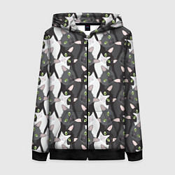 Женская толстовка на молнии Кошки с зелеными глазами