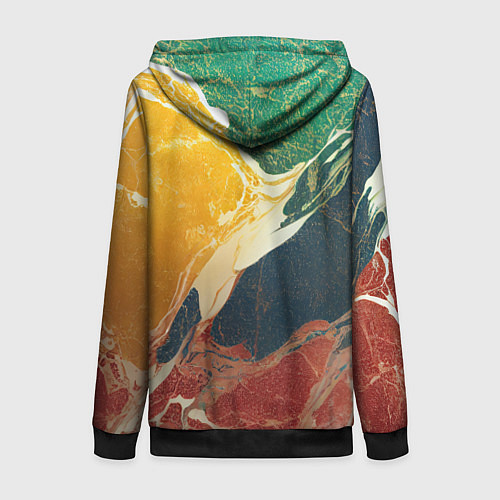 Женская толстовка на молнии Мраморная радуга / 3D-Черный – фото 2