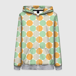 Толстовка на молнии женская Grey yellow green style, цвет: 3D-меланж