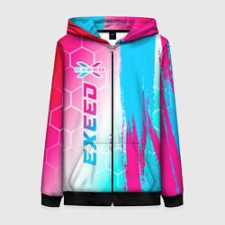 Толстовка на молнии женская Exeed neon gradient style: по-вертикали, цвет: 3D-черный