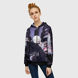 Толстовка на молнии женская Kaneki Ken, цвет: 3D-черный — фото 2