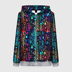 Толстовка на молнии женская Флуоресцентные Цветы, цвет: 3D-меланж