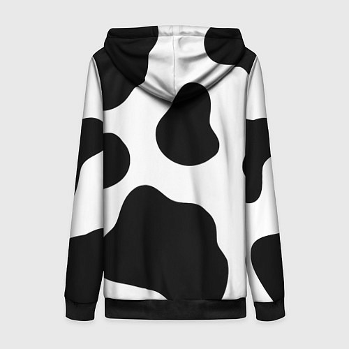 Женская толстовка на молнии Принт - пятна коровы / 3D-Черный – фото 2