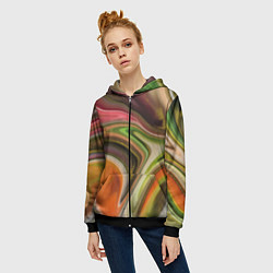 Толстовка на молнии женская Waves colors, цвет: 3D-черный — фото 2