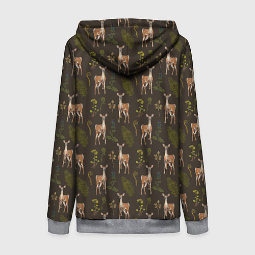 Женская толстовка на молнии Олени и растения / 3D-Меланж – фото 2