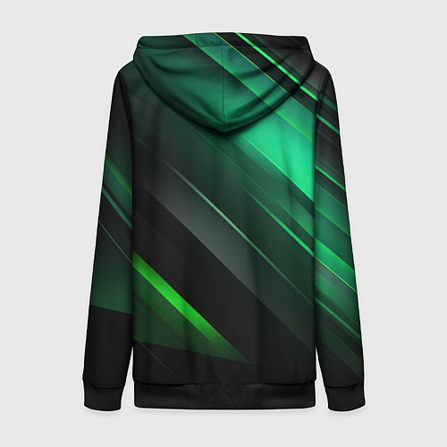 Женская толстовка на молнии Black green abstract / 3D-Черный – фото 2