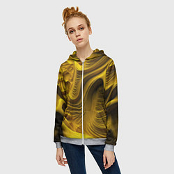 Толстовка на молнии женская Объемная желтая текстура, цвет: 3D-меланж — фото 2