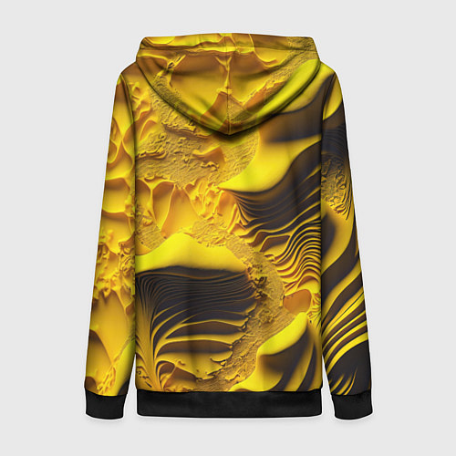 Женская толстовка на молнии Желтая объемная текстура / 3D-Черный – фото 2
