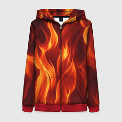 Толстовка на молнии женская Пламя огня, цвет: 3D-красный