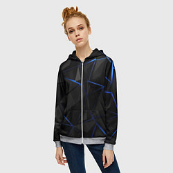 Толстовка на молнии женская Black blue style, цвет: 3D-меланж — фото 2