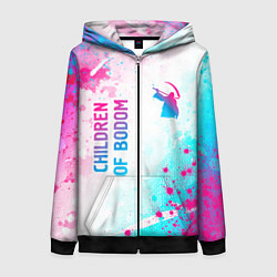 Толстовка на молнии женская Children of Bodom neon gradient style: надпись, си, цвет: 3D-черный