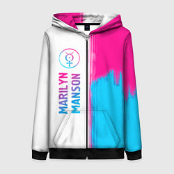 Толстовка на молнии женская Marilyn Manson neon gradient style: по-вертикали, цвет: 3D-черный