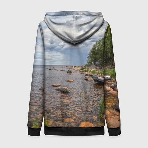 Женская толстовка на молнии Название озер России / 3D-Черный – фото 2