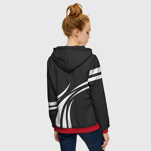 Женская толстовка на молнии Lexus - carbon line / 3D-Красный – фото 4