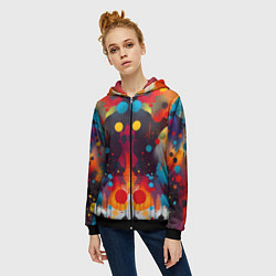 Толстовка на молнии женская Mirrow colorful blots - abstraction - vogue, цвет: 3D-черный — фото 2