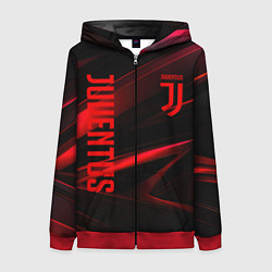 Толстовка на молнии женская Juventus black red logo, цвет: 3D-красный