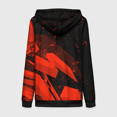 Женская толстовка на молнии Кавасаки - красные брызги / 3D-Черный – фото 2
