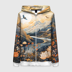 Женская толстовка на молнии Солнечное утро в цветущих горах