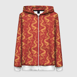 Толстовка на молнии женская Символ года дракон, цвет: 3D-белый