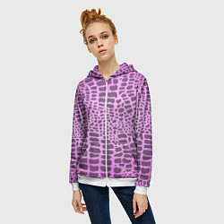 Толстовка на молнии женская Розовая рептилия, цвет: 3D-белый — фото 2