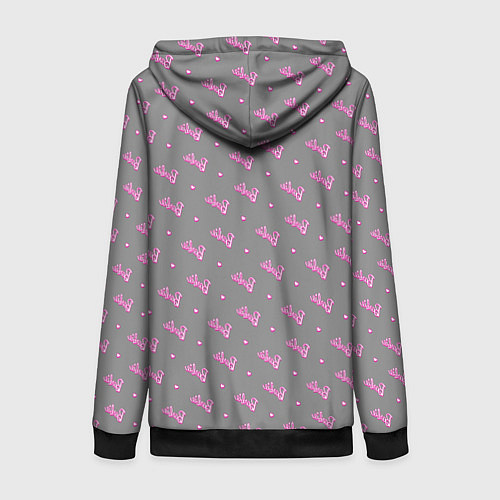 Женская толстовка на молнии Паттерн - Барби и серый фон / 3D-Черный – фото 2