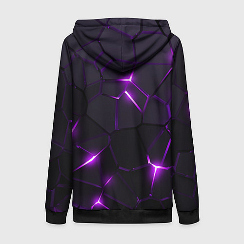 Женская толстовка на молнии Неоновые плиты с фиолетовым свечением / 3D-Черный – фото 2