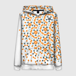 Толстовка на молнии женская Плитки Пенроуза в оранжево серой палитре, цвет: 3D-белый